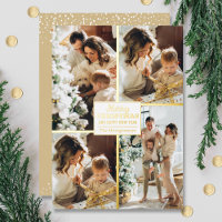 Joyeux Noël 4 Photo Collage Gold