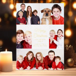 Carte De Vœux En Aluminium Joyeux Noël 5 Photo Collage Elegant Gold<br><div class="desc">Cette jolie carte Joyeux Noël branchée présente une mise en page moderne de 5 photos de famille sur un arrière - plan blanc avec une élégante typographie de feuille d'or. Cette carte classique de vacances photo vous propose votre propre collage photographique autour de votre message et nom de famille dans...</div>