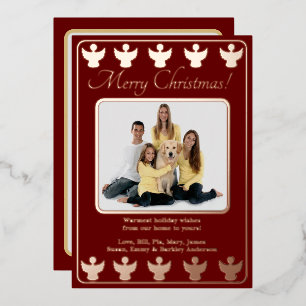 Carte De Vœux En Aluminium Joyeux Noël Ange Rouge