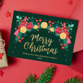 Carte De Vœux En Aluminium Joyeux Noël Aquarelle Cardinal Oiseaux Vert