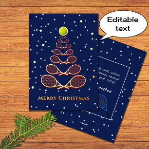 Carte De Vœux En Aluminium Joyeux Noël arbre de tennis texte personnalisé ble