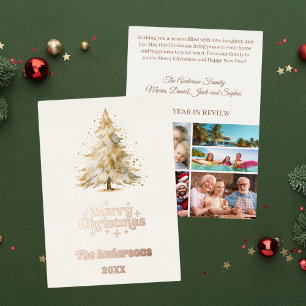 Carte De Vœux En Aluminium Joyeux Noël arbre neige photo année en examen