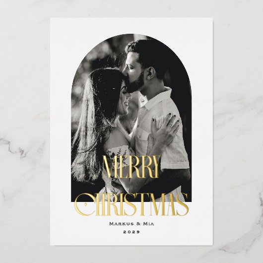 Carte De Vœux En Aluminium Joyeux Noël Arche moderne (Recto)