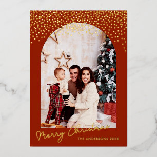Carte De Vœux En Aluminium Joyeux Noël Arche Or Feuille Photo