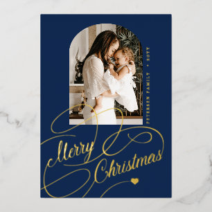 Carte De Vœux En Aluminium Joyeux Noël arche photo réelle marine or