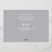 Carte De Vœux En Aluminium Joyeux Noël Argenté Script (Verso)