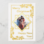 Carte De Vœux En Aluminium Joyeux Noël blanc Photo Bonne année (Recto)