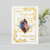 Carte De Vœux En Aluminium Joyeux Noël blanc Photo Bonne année (Debout devant)
