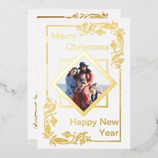 Carte De Vœux En Aluminium Joyeux Noël blanc Photo Bonne année (Recto/Verso)