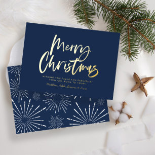 Carte De Vœux En Aluminium Joyeux Noël bleu et blanc non photo Fo