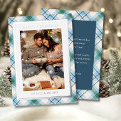 Carte De Vœux En Aluminium Joyeux Noël bleu vert Plaid Tartan Photo
