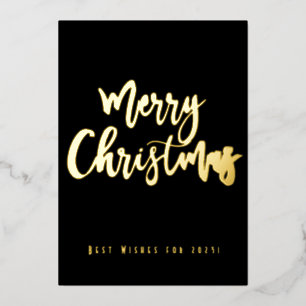 Carte De Vœux En Aluminium Joyeux Noël Bonne année 2023 Élégant Noir et Or