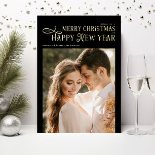 Carte De Vœux En Aluminium Joyeux Noël Bonne Année 2 Photos Jeunes mariés