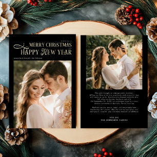 Carte De Vœux En Aluminium Joyeux Noël Bonne Année 2 Photos Jeunes Mariés