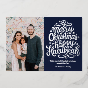 Carte De Vœux En Aluminium Joyeux Noël Bonne Hanouka Famille Photo