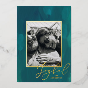 Carte De Vœux En Aluminium Joyeux Noël. Brosse à huile verte abstraite d'or