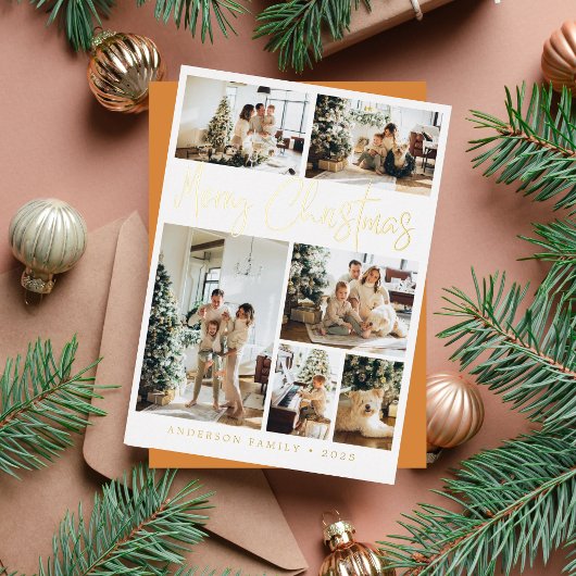 Carte De Vœux En Aluminium Joyeux Noël Calligraphie Or