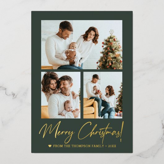 Carte De Vœux En Aluminium Joyeux Noël Calligraphie Vert moderne (Recto)