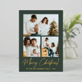 Carte De Vœux En Aluminium Joyeux Noël Calligraphie Vert moderne (Debout devant)