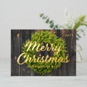 Carte De Vœux En Aluminium Joyeux Noël Campagne Couronne de pin rustique en b (Debout devant)