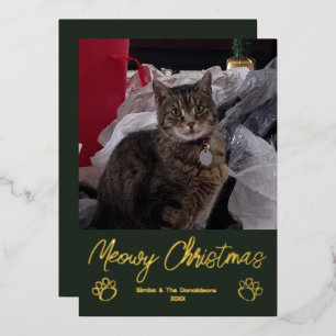 Carte De Vœux En Aluminium Joyeux Noël Chat Photo Empreinte de Patte