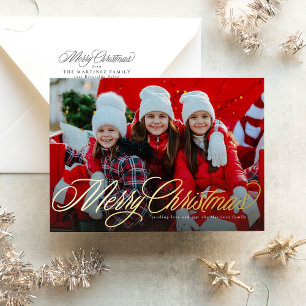 Carte De Vœux En Aluminium Joyeux Noël classique script deux photo