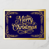 Carte De Vœux En Aluminium Joyeux Noël classique Script violet (Recto)