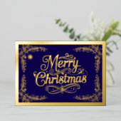 Carte De Vœux En Aluminium Joyeux Noël classique Script violet (Debout devant)