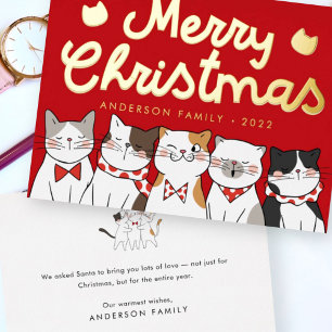 Carte De Vœux En Aluminium Joyeux Noël drôle chats mignons chantant Noël