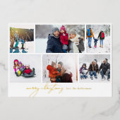 Carte De Vœux En Aluminium joyeux noël écrit élégant | 6 Collage photo (Recto)