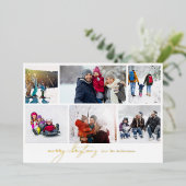 Carte De Vœux En Aluminium joyeux noël écrit élégant | 6 Collage photo (Debout devant)