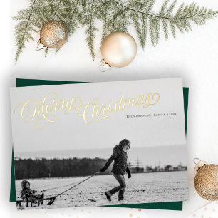 Carte De Vœux En Aluminium Joyeux Noël écriture classique Feuille métallique
