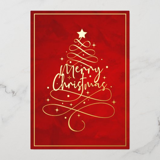 Carte De Vœux En Aluminium Joyeux Noël élégant avec feuille d'or (Recto)