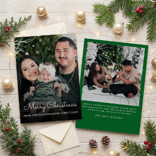 Carte De Vœux En Aluminium Joyeux Noël Élégant Écriture Blanche 5 Photo