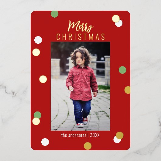 Carte De Vœux En Aluminium Joyeux Noël Élégant Mignon Personnalisé Photo Feui (Recto)