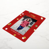 Carte De Vœux En Aluminium Joyeux Noël Élégant Mignon Personnalisé Photo Feui (Rotation)