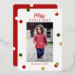 Carte De Vœux En Aluminium Joyeux Noël Élégant Mignon Photo Personnalisée