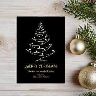 Carte De Vœux En Aluminium Joyeux Noël élégant noir or