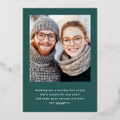 Carte De Vœux En Aluminium Joyeux Noël élégant script pin vert photo (Verso)