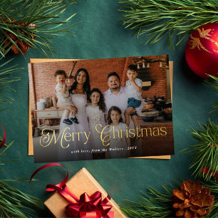 Carte De Vœux En Aluminium Joyeux Noël Élégante Typographie Photo de Famille