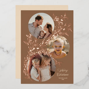 Carte De Vœux En Aluminium Joyeux Noël en terre cuite multi photo Holly