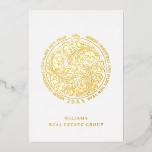 Carte De Vœux En Aluminium Joyeux Noël Entreprise Salutation Gold