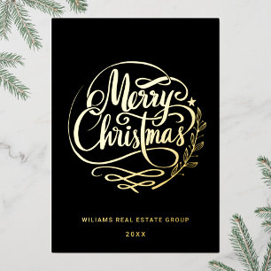 Carte De Vœux En Aluminium Joyeux Noël Entreprise Salutation Gold
