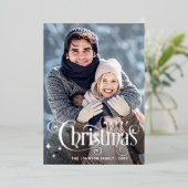 Carte De Vœux En Aluminium Joyeux Noël étincelant 4 PHOTOS Salutation Argent (Debout devant)