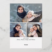 Carte De Vœux En Aluminium Joyeux Noël étincelant 4 PHOTOS Salutation Argent (Verso)