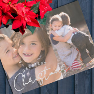 Carte De Vœux En Aluminium Joyeux Noël Famille Joie 2 Photo Noël