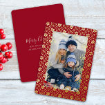 Carte De Vœux En Aluminium Joyeux Noël Flocon de neige Elegant Rouge 1 Photo<br><div class="desc">Un motif rouge de flocon de neige d'inspiration nordique avec du rouge contre un arrière - plan gris. Un style élégant pour les vacances et Noël. Cette simple carte photo de Noël est dotée d'un fond de saignement complet avec une bordure blanche. Un accueil de Noël rustique moderne et branché...</div>