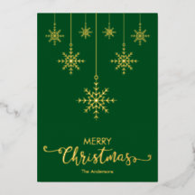 Joyeux Noël Flocons de neige Vert Or