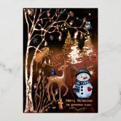 Carte De Vœux En Aluminium Joyeux Noël Forêt Enchantée (Recto)