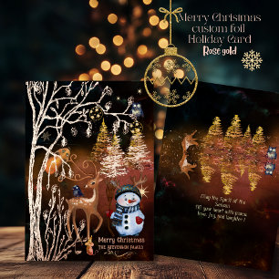 Carte De Vœux En Aluminium Joyeux Noël Forêt Enchantée